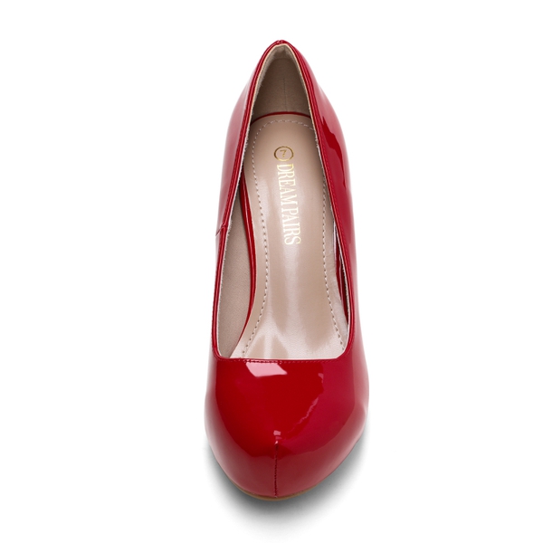 Classic Closed Toe 3 Inch Heels Pumps - RED PAT - 2